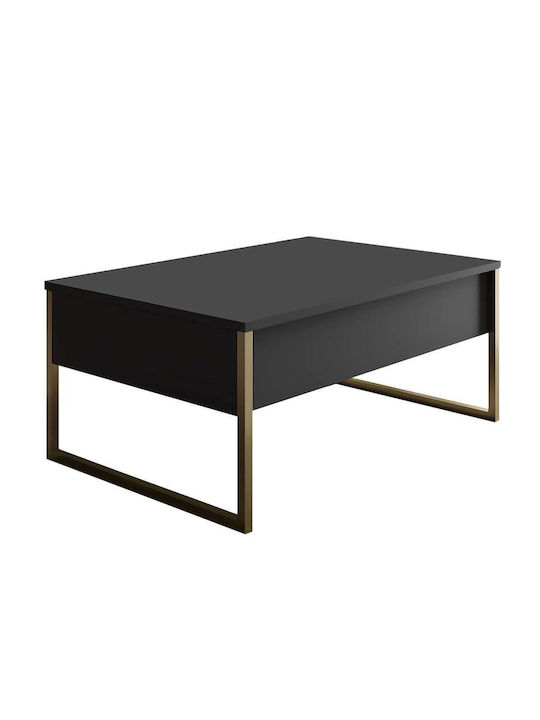 Rectangular Coffee Table Luxe Anthracite / Gold L90xW60xH40cm