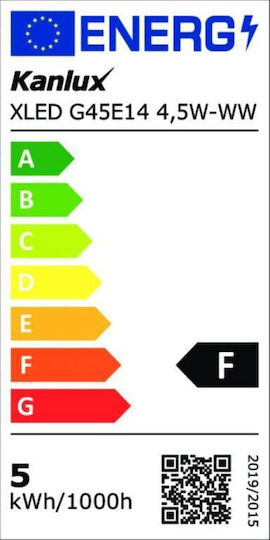 Kanlux LED-Lampe 4.5W 80mm für Fassung E14 und Form G45 Warmes Weiß 470lm
