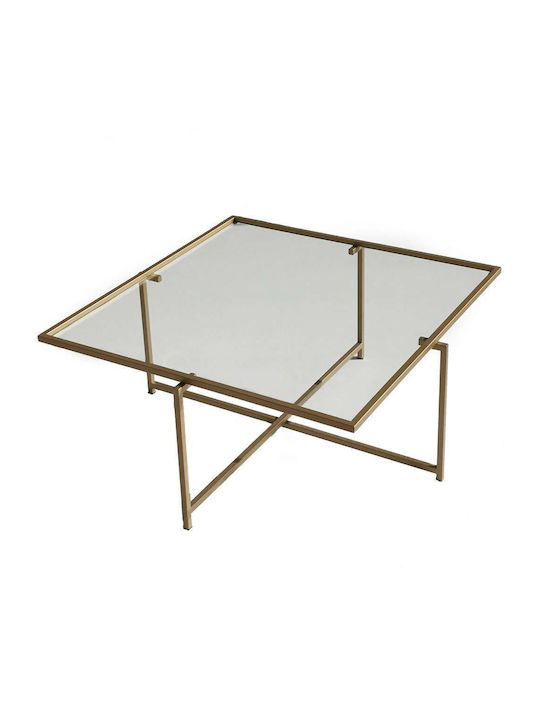 Square Coffee Table Glass Gold L85xW85xH35cm