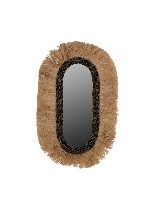 Freebox Wall Mirror Oval with Black Rattan Frame 90x55cm 1pcs