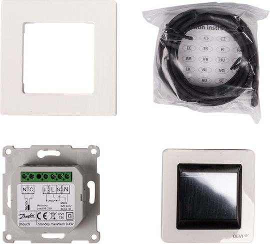 Danfoss DEVIreg Touch Pure White Digital Termostat Spațiu cu Ecran Tactil