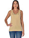 Women's Sleeveless Cotton T-Shirt Beige