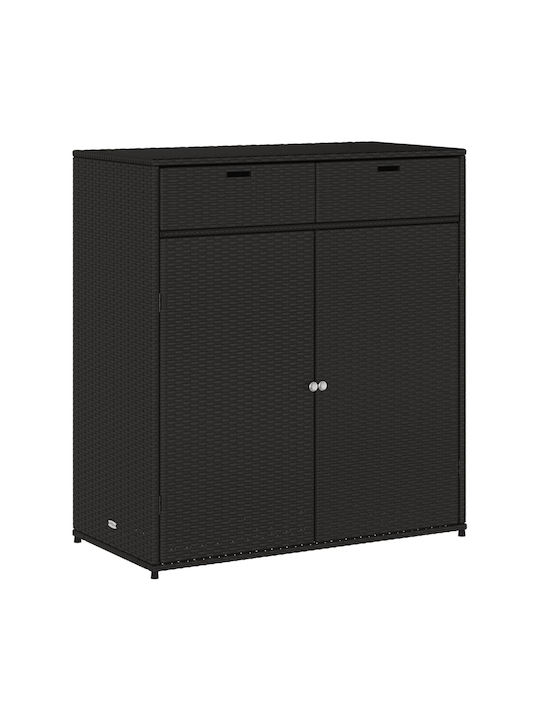 vidaXL Außenlagerbox Rattan Schwarz L105xB55xH113cm