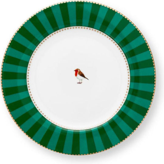 PiP Studio Love Birds Stripes Πιάτο Γλυκού από Πορσελάνη Λευκό με Διάμετρο 17cm