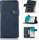 Cowhide Texture Horizontal Buchen Sie Leder Blau (Moto G50)