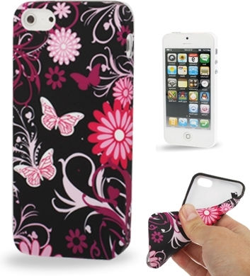 Fashionable Flowers Pattern Back Cover Silicone (iPhone 5/5s/SE)