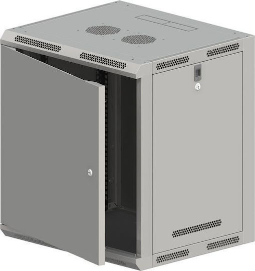 Q-Lantec Επιτοίχια Καμπίνα Rack 15U Γκρι SW-15U-600-500-N-DMJ-OP-RP-B-S