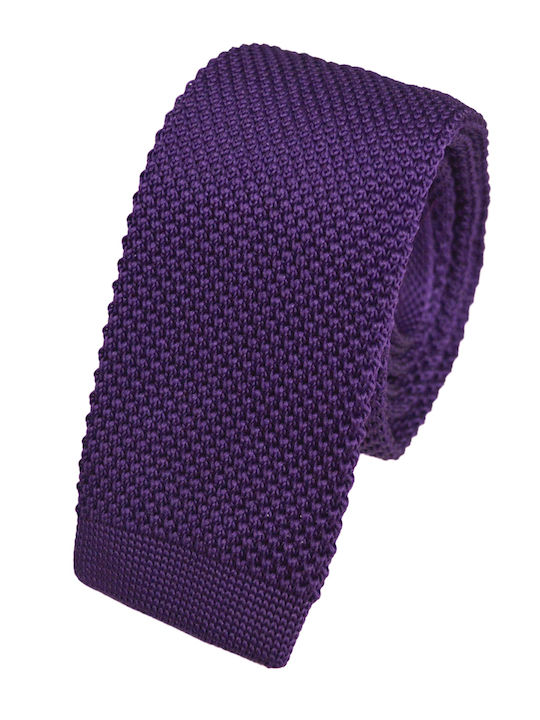 E-Ties Men's Tie Knitted Monochrome in Purple Color