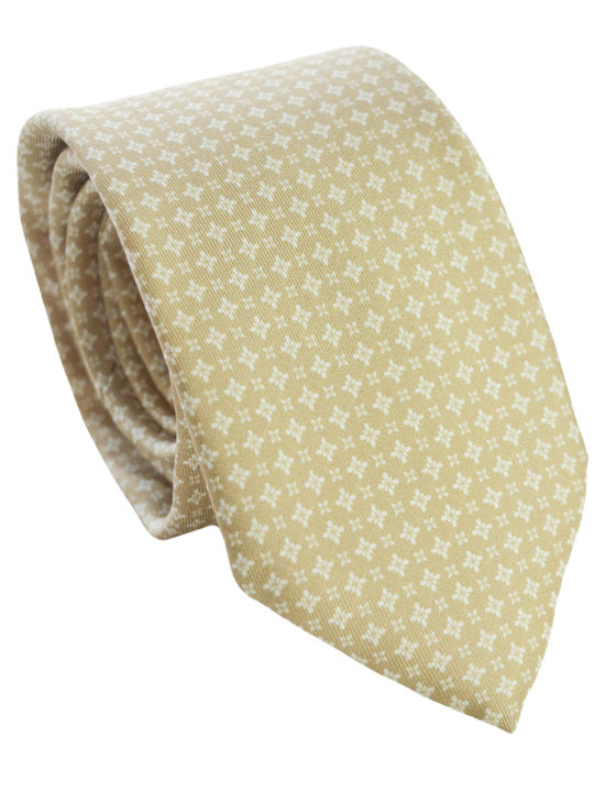 E-Ties Men's Tie Silk Printed in Beige Color