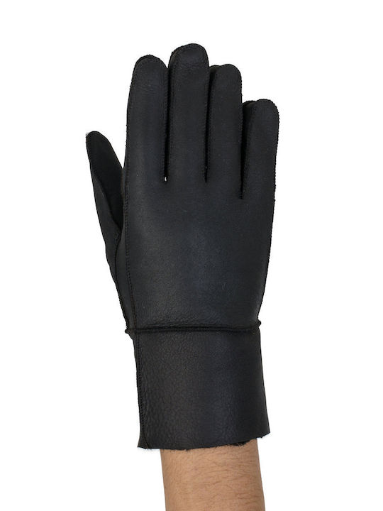 Goudiss Furs Women's Leather Gloves with Fur Black