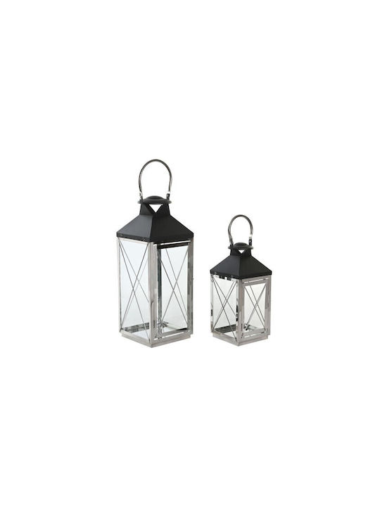 DKD Home Decor Glass Lantern Black 18x18x43cm