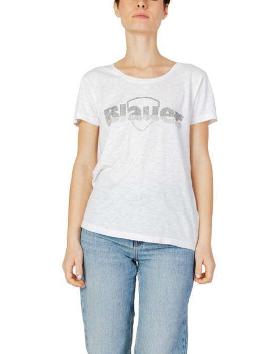 Blauer Damen T-Shirt Weiß