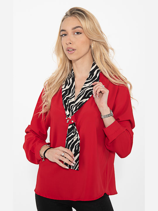 Korinas Fashion Women's Blouse Long Sleeve Red