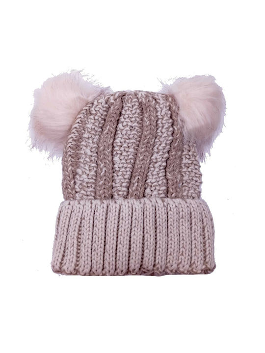 Kids Beanie Knitted Beige