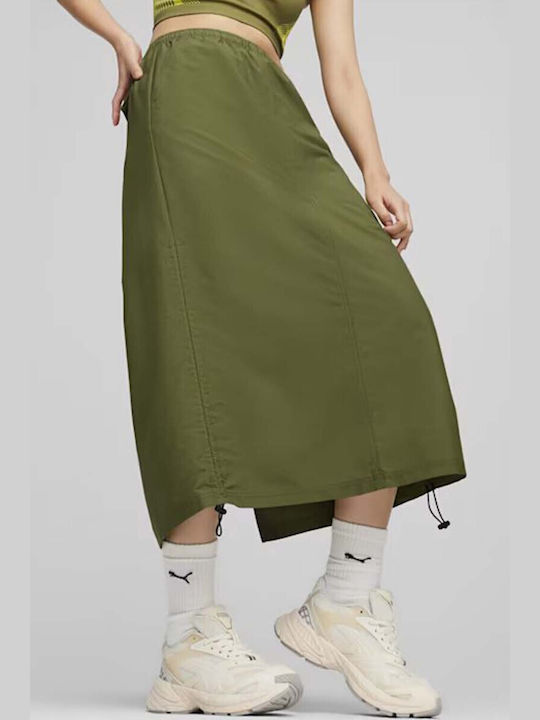 Puma High Waist Midi Skirt in Green color
