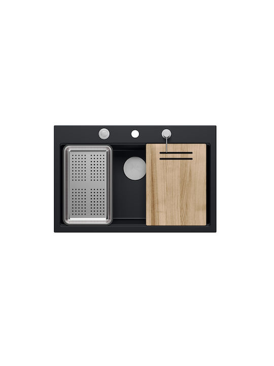 GraniteQ Marc Ένθετος Νεροχύτης Inox Μ76xΠ50cm Γκρι