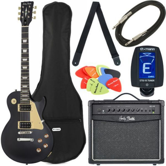Harley Benton Set Elektrische Gitarre Einfacher Schnitt Schwarz