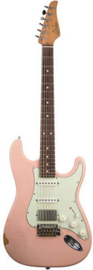 Suhr Elektrische Gitarre Stratocaster mit S Tonabnehmerkonfiguration Rosa mit Tasche