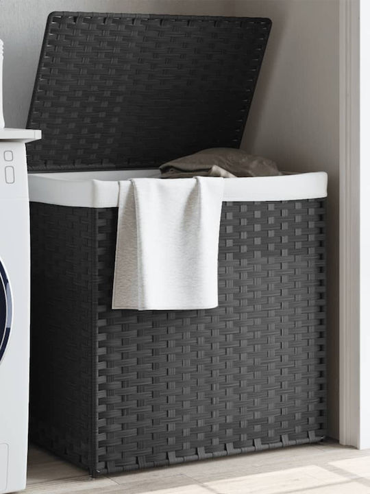 vidaXL Laundry Basket Wicker Folding with Cap 53x35x57cm Gray