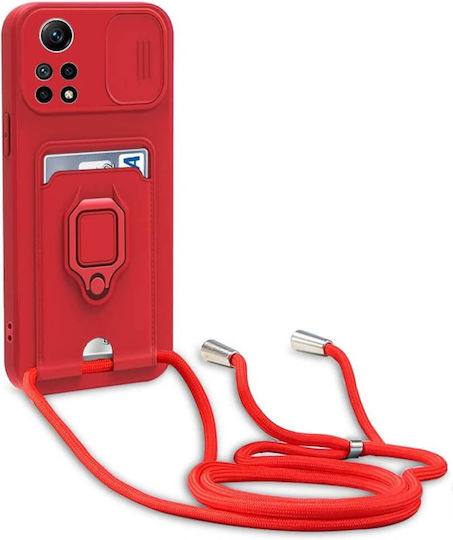 Bodycell Multifunction Back Cover Μεταλλικό με Λουράκι Κόκκινο (Redmi Note 12 Pro 4G)