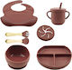 Feeding Set made of Silicone Brown 3pcs