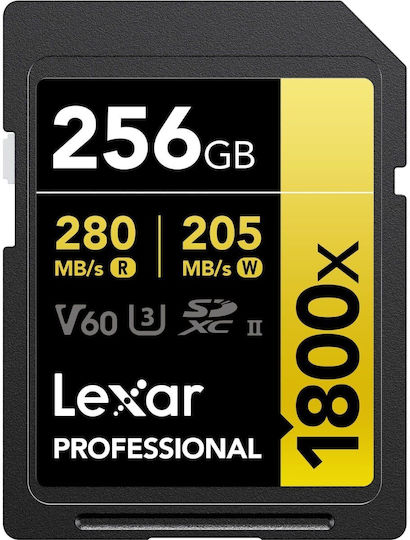 Lexar Professional 1800x SDXC 256GB U3 V60 UHS-II 280MB/s