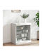 Wall Living Room Display Cabinet made of Particleboard with Glass & Lighting White 60.5x37x67cm