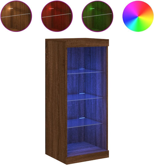 Wall Living Room Display Cabinet made of Particleboard with Glass & Lighting Coffee 41x37x100cm