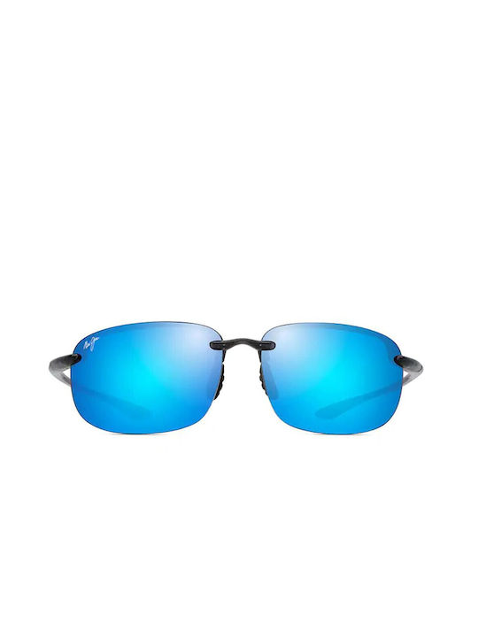 Maui Jim Hookipa Xl Sonnenbrillen mit Schwarz Rahmen und Blau Polarisiert Spiegel Linse 456-14A