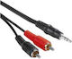 PremiumCord Audio Cable 3.5mm Male - 2x RCA Male Black 15m