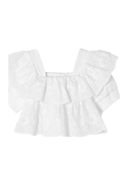 Kinderbluse Kurzarm Weiß