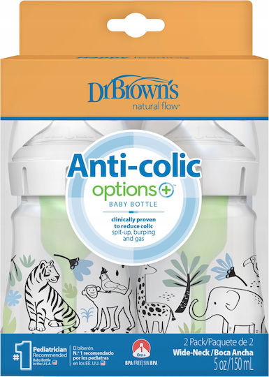 Dr. Brown's Plastic Baby Bottle Anti-Colic with Silicone Nipple for 0+, 0+ m, months 150ml 2pcs