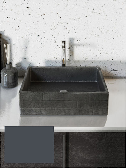 Sanitec Castello Aufgesetztes Waschbecken aus Synthetischem Material 52x39x13cm Anthracit