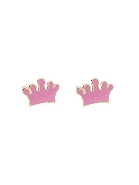 Q-Jewellery Kids Earrings Studs Crowns made of Gold 14K