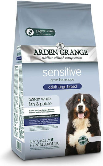 Arden Grange Sensitive 12kg Ξηρά Τροφή χωρίς Σιτηρά για Ενήλικους Σκύλους Μεγαλόσωμων Φυλών με Ψάρια, Πατάτες και Κοτόπουλο