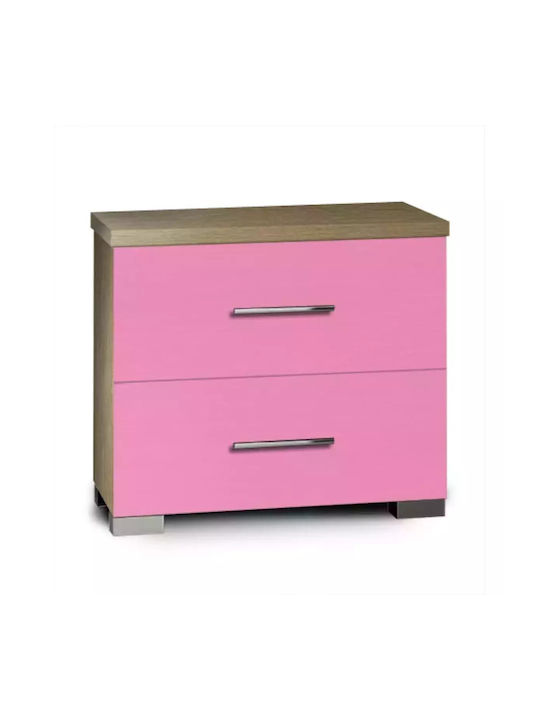 Wooden Kids Bedside Table Pink 52x46x35cm