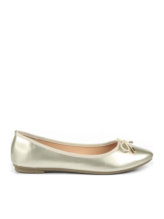 Fshoes Patent Leather Ballerinas Fshoes Gold