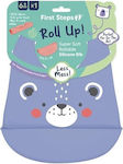 First Steps Bear Waterproof Bib Silicone with Button & Pocket Purple for 6 m+