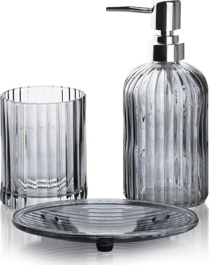 Bathlab Badezimmer-Accessoire-Set Glas Gray 3Stück