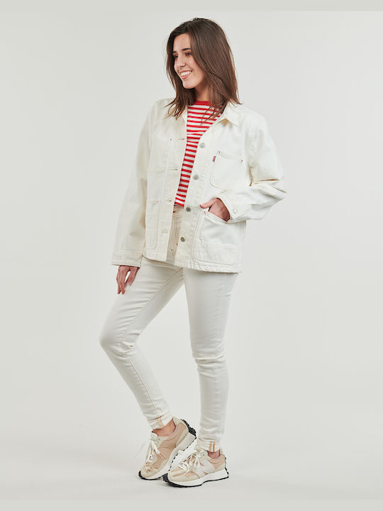 Levi's Women's Short Jean Jacket for Spring or Autumn White