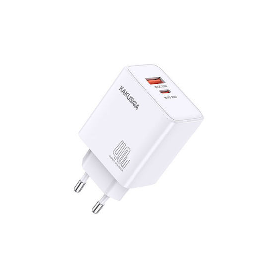 Kakusiga Зарядно без кабел с USB-A порт и USB-C порт 40W Бял (KSC-936)