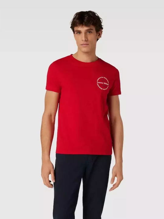 Tommy Hilfiger T-shirt Bărbătesc cu Mânecă Scurtă Roșu
