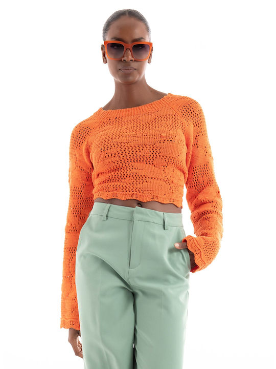 Only Damen Langarm Pullover Orange