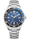 Citizen Мъжки Часовник 37mm На Батерия Сив С Метална Гривна