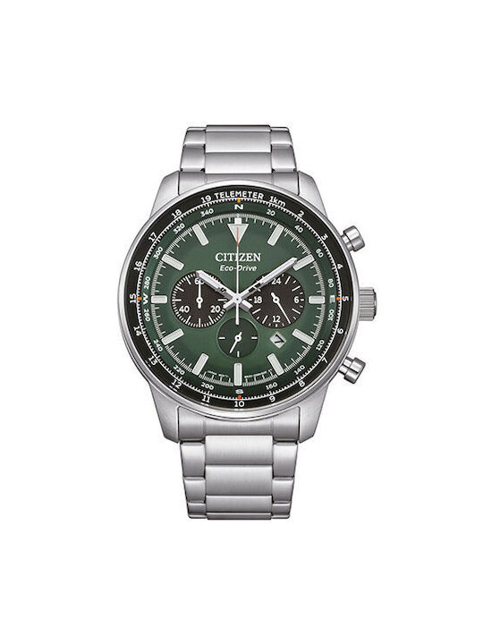 Citizen Eco-drive Watch Chronograph Battery with Gray Metal Bracelet