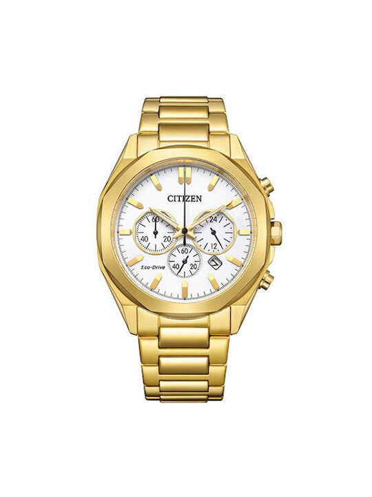 Citizen Eco-drive Uhr Chronograph Batterie mit Gold Metallarmband