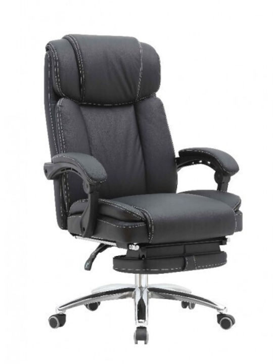 Stuhl Exekutive mit Neigung Black Velvet-Black Metal Homeplus