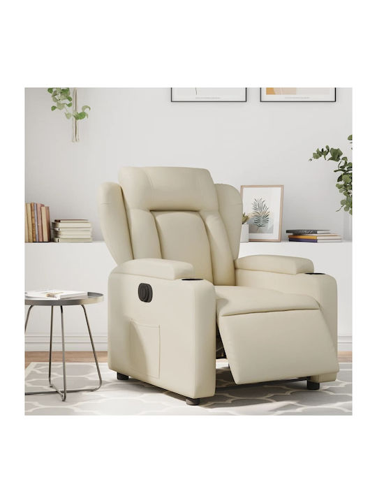 Πολυθρόνα Relax με Υποπόδιο από Δερματίνη Κρεμ 77x94.5x100cm