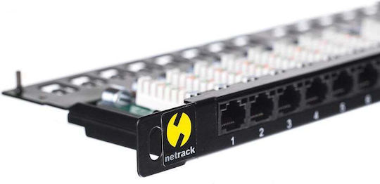 Netrack Panou De Patch Neprotejat Pentru Rack 0.5U 19" 24 Prize Cat5e / Cat7 / Cat6 / Cat6a Negru