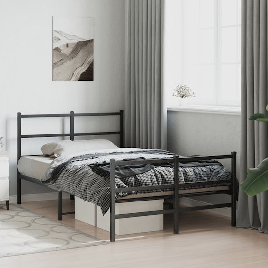 Hälfte Doppel Metallbett Schwarz mit Lattenrost für Matratze 120x200cm